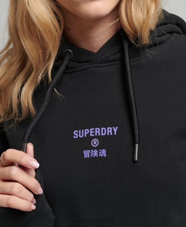 Superdry femmes sweat à capuche oversize à logo en demi-teinte D64Z3491 vêtements noir