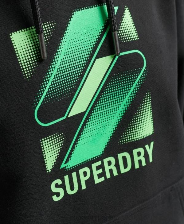 Superdry femmes sweat à capuche oversize à logo en demi-teinte D64Z5791 vêtements noir