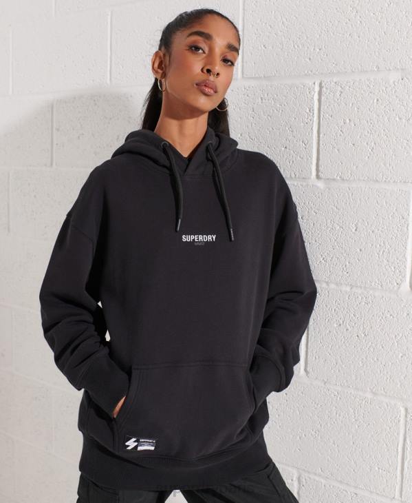 Superdry femmes sweat à capuche oversize à micro logo D64Z5843 vêtements noir