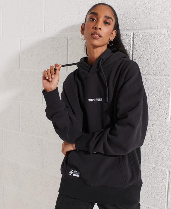 Superdry femmes sweat à capuche oversize à micro logo D64Z5843 vêtements noir