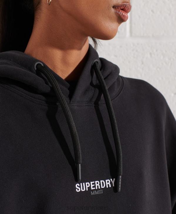 Superdry femmes sweat à capuche oversize à micro logo D64Z5843 vêtements noir