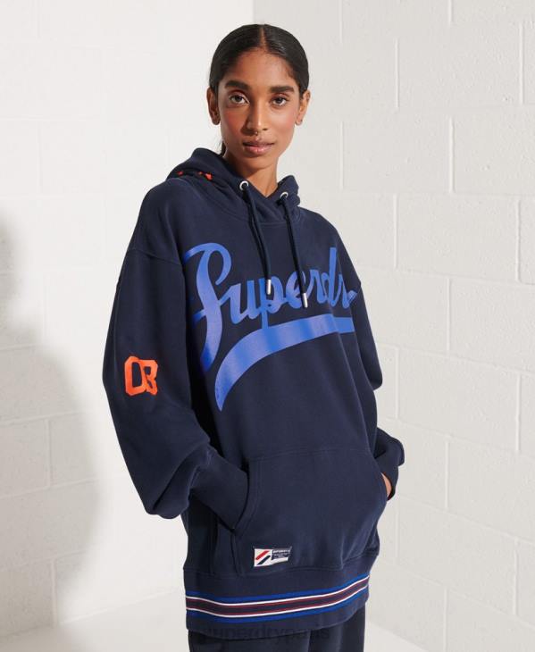 Superdry femmes sweat à capuche oversize rayé D64Z5964 vêtements marine