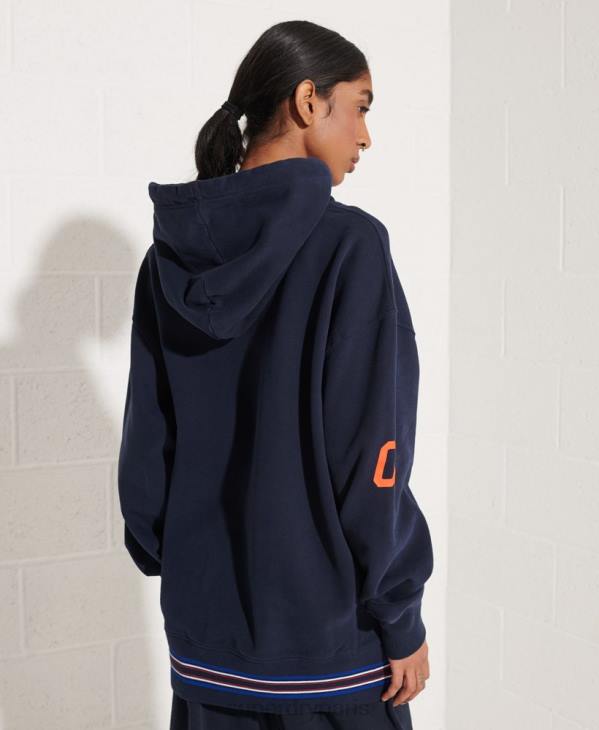 Superdry femmes sweat à capuche oversize rayé D64Z5964 vêtements marine