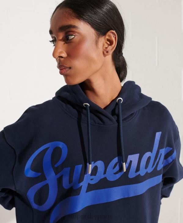 Superdry femmes sweat à capuche oversize rayé D64Z5964 vêtements marine