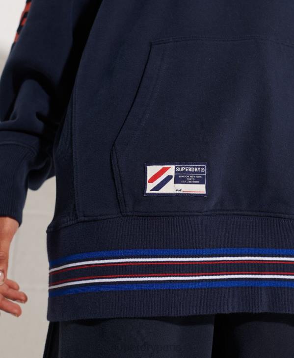 Superdry femmes sweat à capuche oversize rayé D64Z5964 vêtements marine