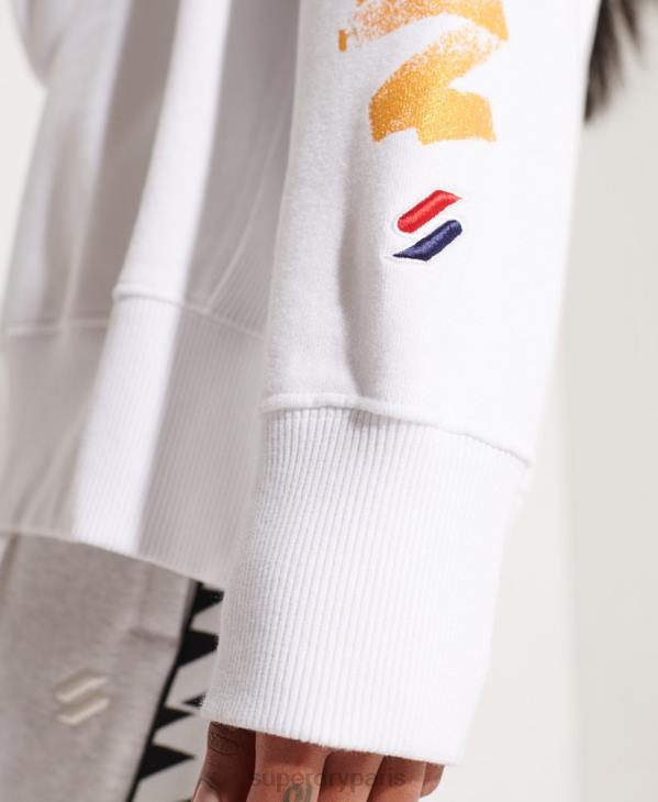 Superdry femmes sweat à capuche oversize rayé D64Z5975 vêtements blanc