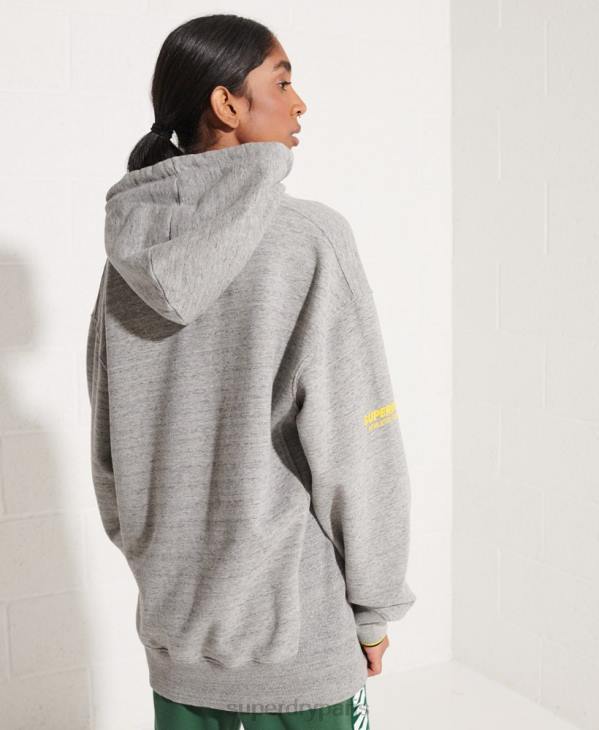 Superdry femmes sweat à capuche oversize rayé D64Z5976 vêtements gris clair