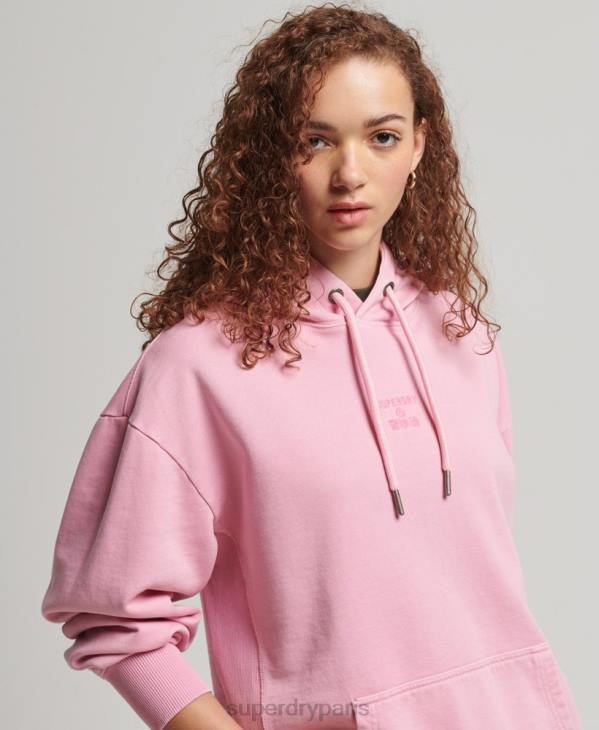Superdry femmes sweat à capuche oversize teint en pièce avec logo code D64Z3450 vêtements rose