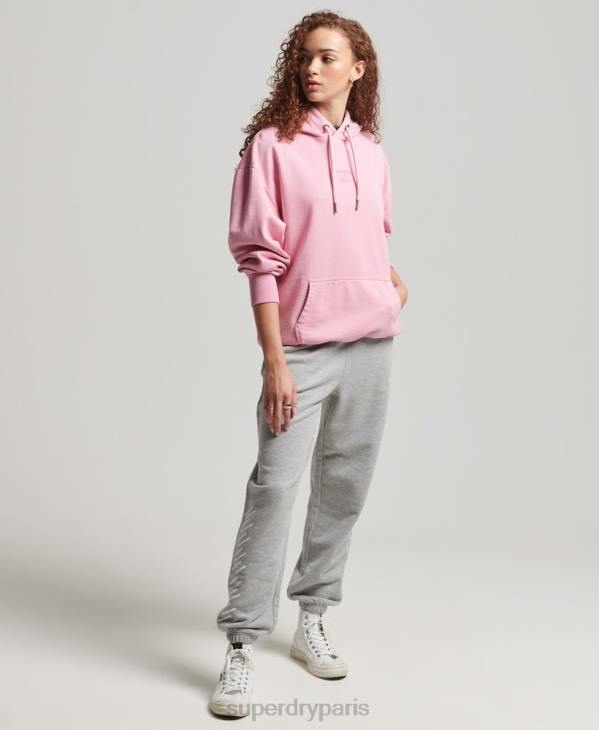 Superdry femmes sweat à capuche oversize teint en pièce avec logo code D64Z3450 vêtements rose