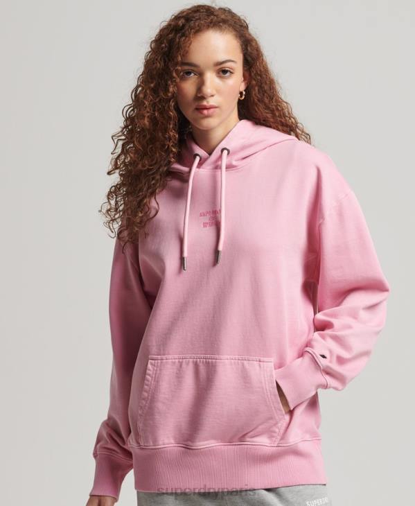 Superdry femmes sweat à capuche oversize teint en pièce avec logo code D64Z3450 vêtements rose