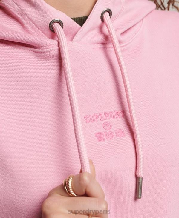 Superdry femmes sweat à capuche oversize teint en pièce avec logo code D64Z3450 vêtements rose
