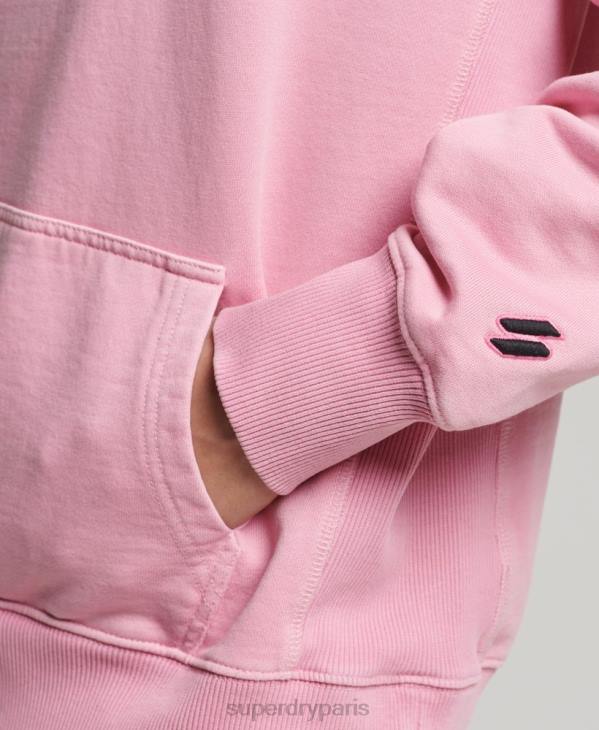 Superdry femmes sweat à capuche oversize teint en pièce avec logo code D64Z3450 vêtements rose