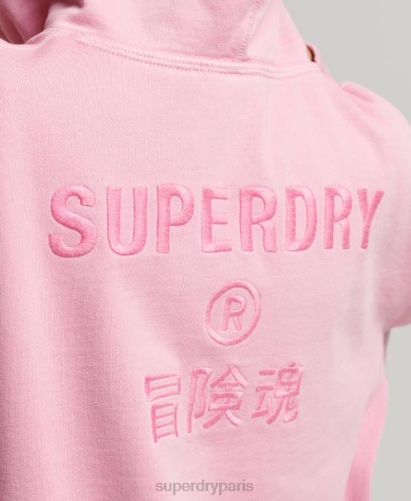 Superdry femmes sweat à capuche oversize teint en pièce avec logo code D64Z3450 vêtements rose