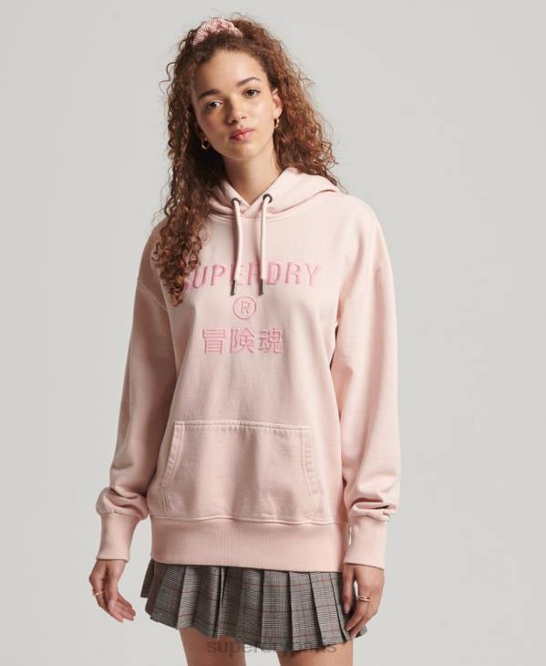 Superdry femmes sweat à capuche oversize teint en pièce avec logo code D64Z5775 vêtements rose
