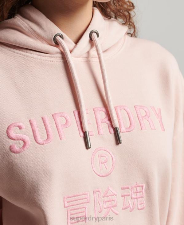 Superdry femmes sweat à capuche oversize teint en pièce avec logo code D64Z5775 vêtements rose