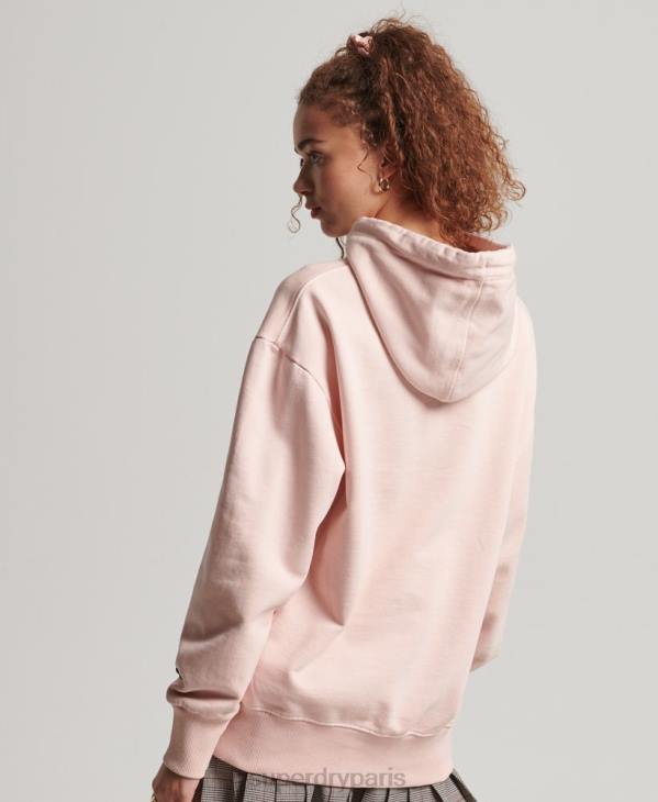 Superdry femmes sweat à capuche oversize teint en pièce avec logo code D64Z5775 vêtements rose