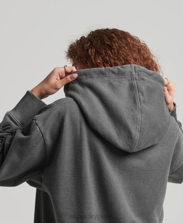 Superdry femmes sweat à capuche oversize teint en pièce avec logo code D64Z5950 vêtements noir