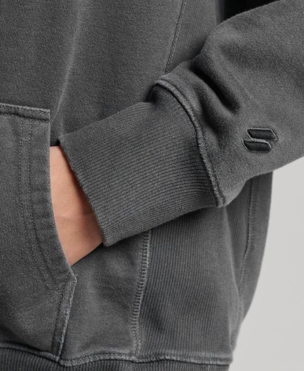 Superdry femmes sweat à capuche oversize teint en pièce avec logo code D64Z5950 vêtements noir