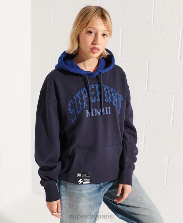 Superdry femmes sweat à capuche oversize varsity arch D64Z3377 vêtements marine