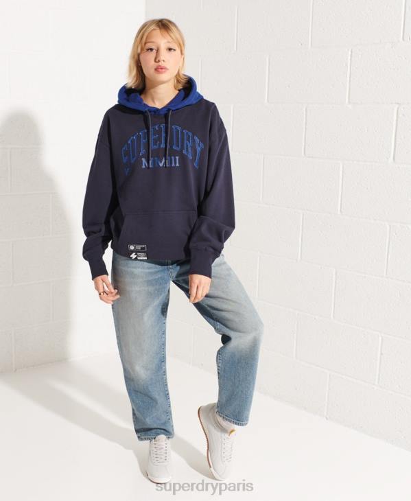 Superdry femmes sweat à capuche oversize varsity arch D64Z3377 vêtements marine