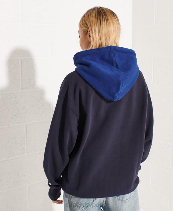 Superdry femmes sweat à capuche oversize varsity arch D64Z3377 vêtements marine