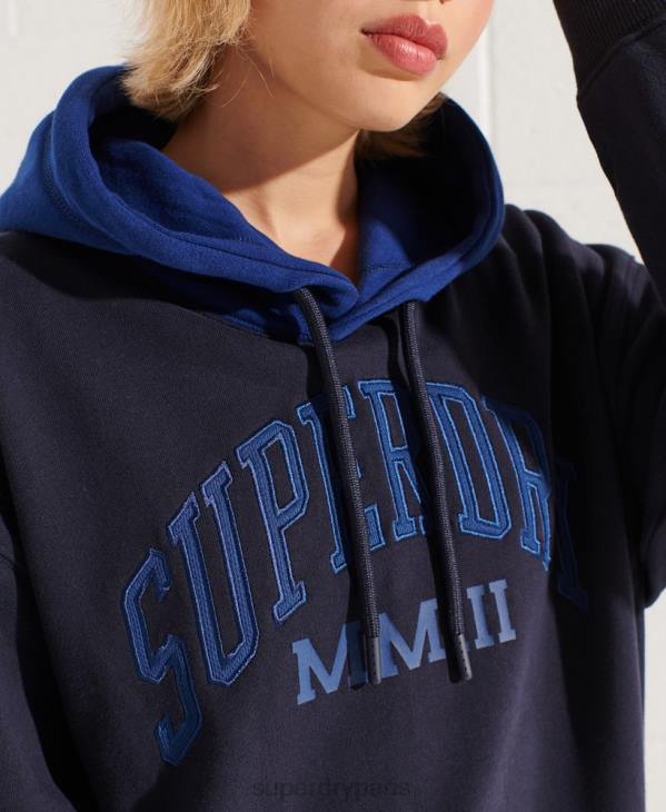 Superdry femmes sweat à capuche oversize varsity arch D64Z3377 vêtements marine