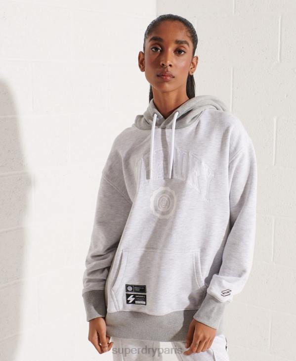 Superdry femmes sweat à capuche oversize varsity arch D64Z5784 vêtements gris clair