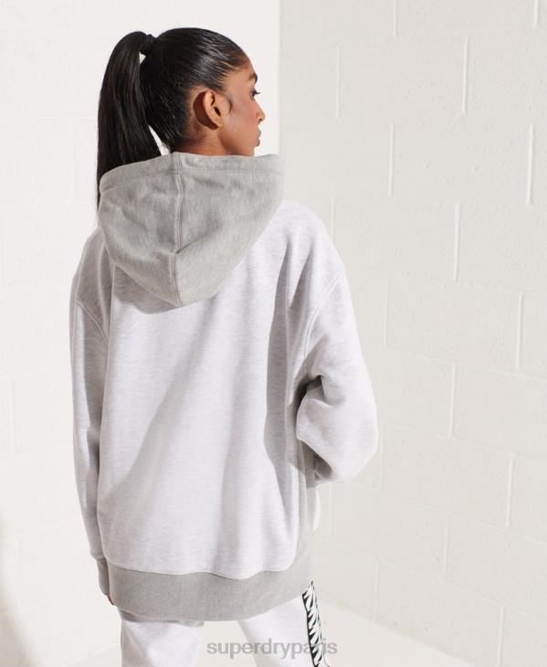 Superdry femmes sweat à capuche oversize varsity arch D64Z5784 vêtements gris clair