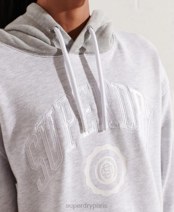 Superdry femmes sweat à capuche oversize varsity arch D64Z5784 vêtements gris clair