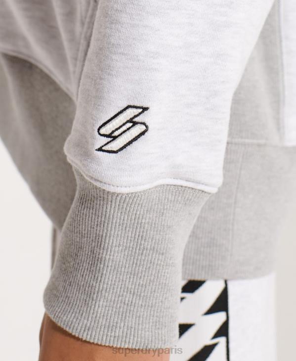 Superdry femmes sweat à capuche oversize varsity arch D64Z5784 vêtements gris clair