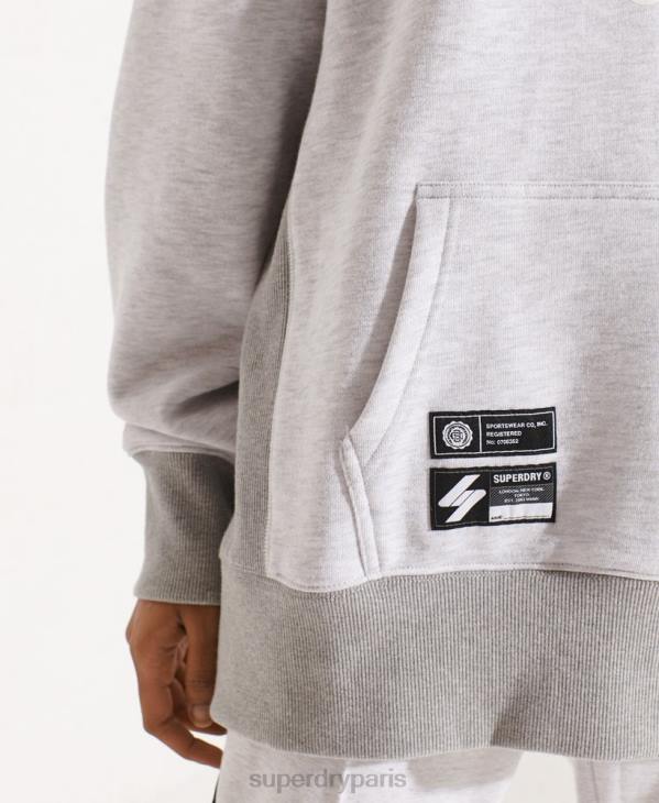 Superdry femmes sweat à capuche oversize varsity arch D64Z5784 vêtements gris clair