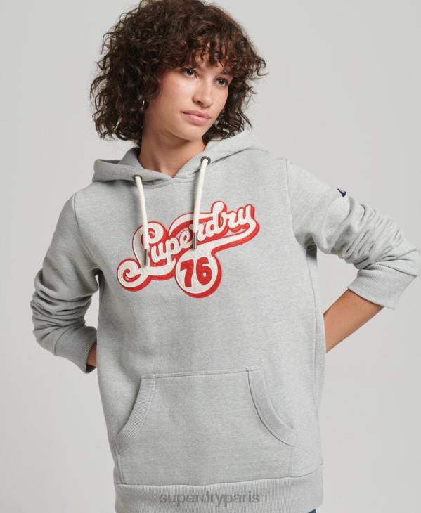 Superdry femmes sweat à capuche script nostalgie D64Z3418 vêtements gris