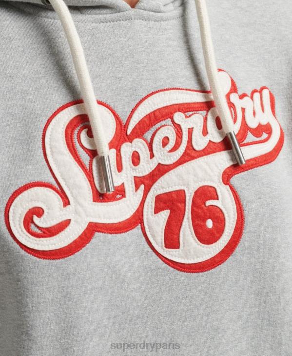 Superdry femmes sweat à capuche script nostalgie D64Z3418 vêtements gris