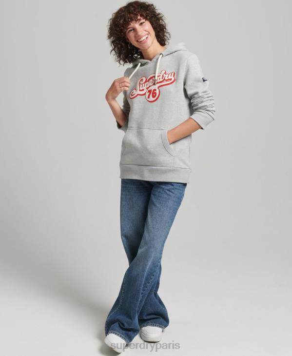 Superdry femmes sweat à capuche script nostalgie D64Z3418 vêtements gris