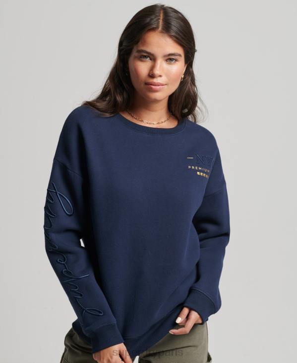 Superdry femmes sweat à capuche établi D64Z5879 vêtements marine