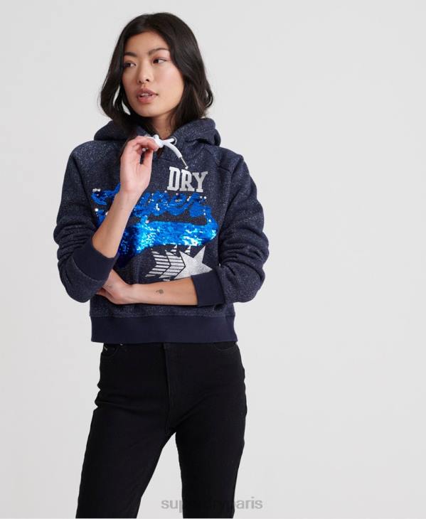 Superdry femmes sweat à capuche étoile boutique D64Z3509 vêtements marine