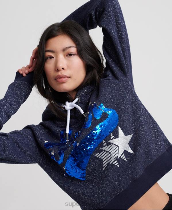 Superdry femmes sweat à capuche étoile boutique D64Z3509 vêtements marine
