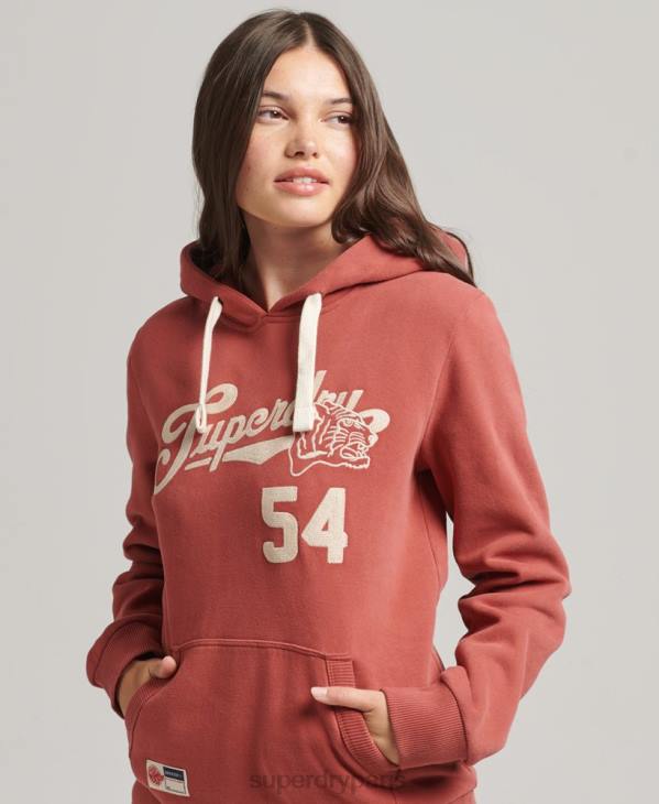 Superdry femmes sweat à capuche universitaire style script D64Z3398 vêtements orange