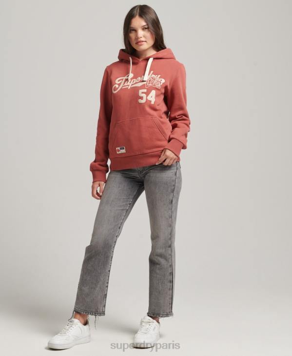 Superdry femmes sweat à capuche universitaire style script D64Z3398 vêtements orange