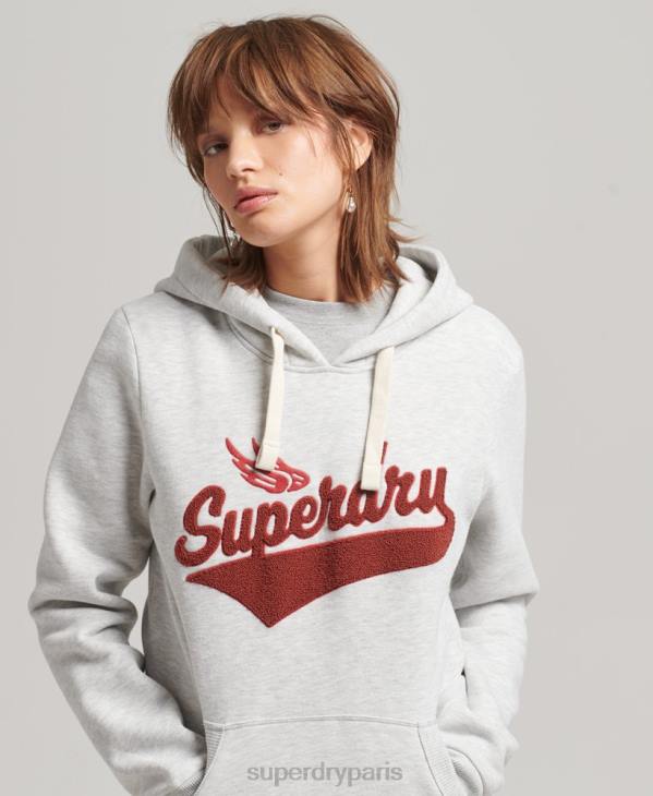 Superdry femmes sweat à capuche universitaire style script D64Z3443 vêtements gris clair