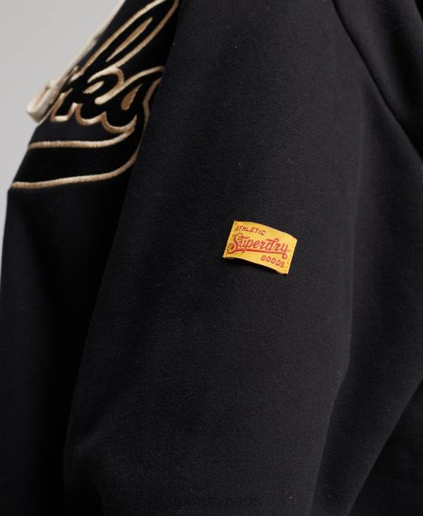 Superdry femmes sweat à capuche universitaire vintage D64Z5811 vêtements noir