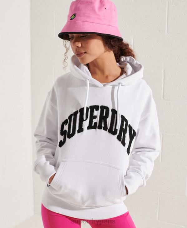 Superdry femmes sweat à capuche varsity arch mono D64Z5979 vêtements blanc