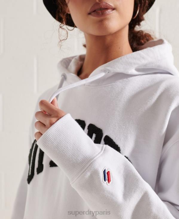 Superdry femmes sweat à capuche varsity arch mono D64Z5979 vêtements blanc