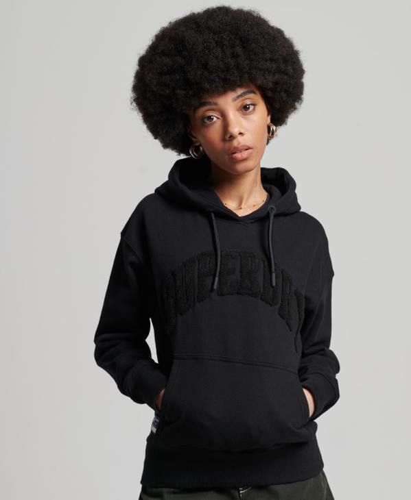 Superdry femmes sweat à capuche varsity arch mono D64Z6066 vêtements noir
