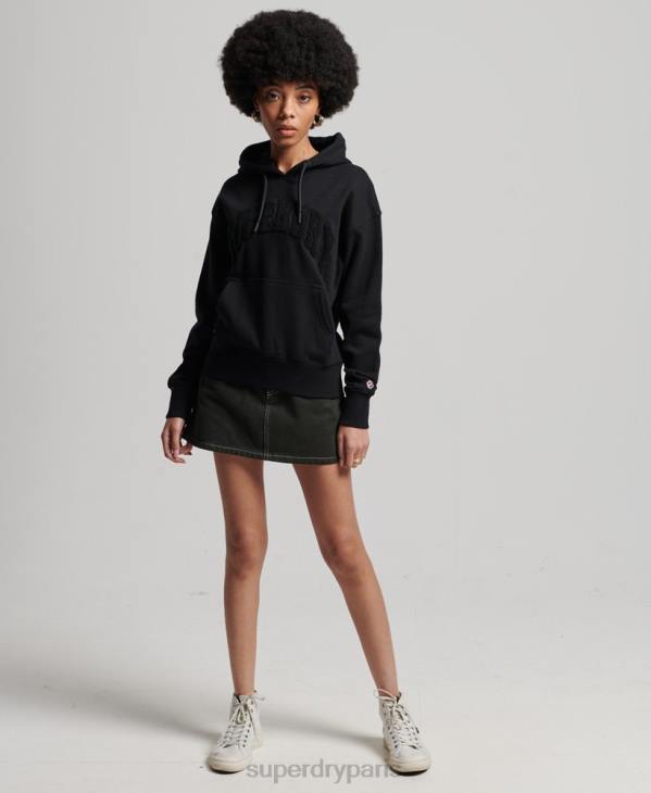 Superdry femmes sweat à capuche varsity arch mono D64Z6066 vêtements noir
