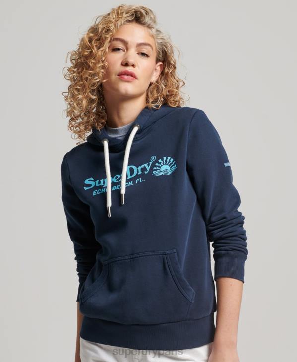 Superdry femmes sweat à capuche vintage D64Z2301 vêtements marine