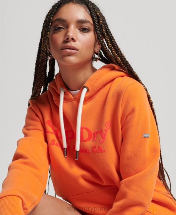 Superdry femmes sweat à capuche vintage D64Z2309 vêtements orange