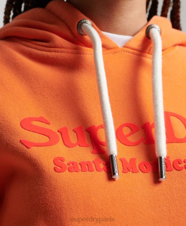 Superdry femmes sweat à capuche vintage D64Z2309 vêtements orange
