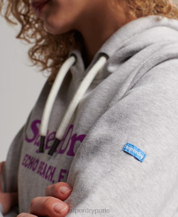 Superdry femmes sweat à capuche vintage D64Z2314 vêtements gris clair