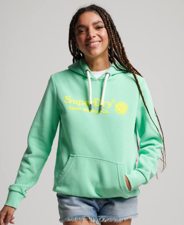 Superdry femmes sweat à capuche vintage D64Z2315 vêtements vert